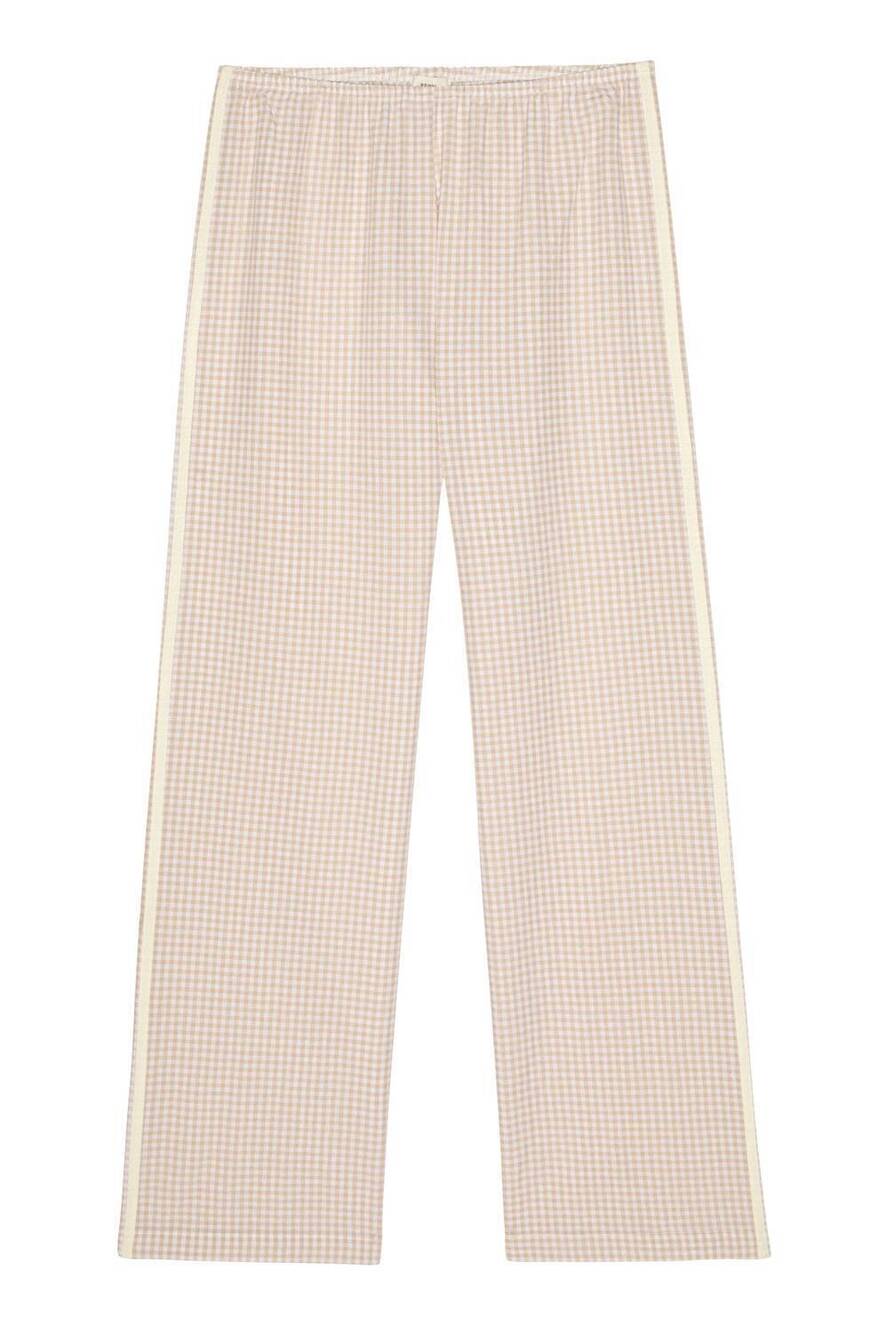 NEW DONNI. women's cotton gingham pant in shitake